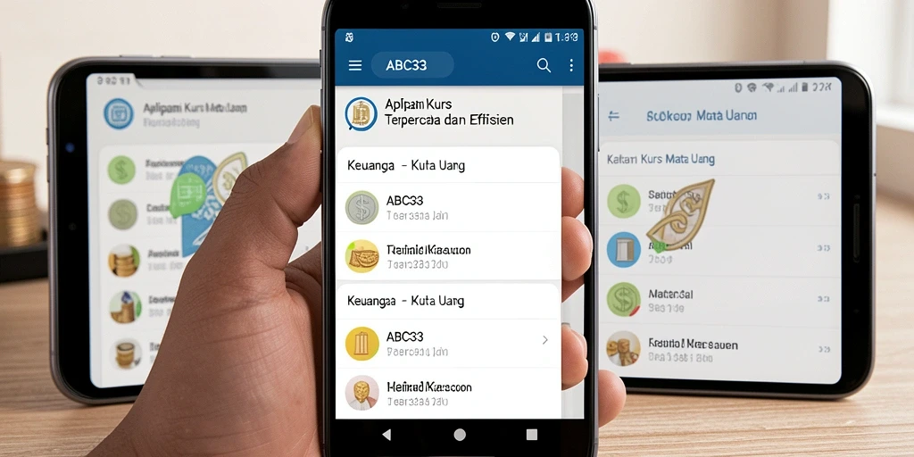 Antarmuka pengguna ABC33 menampilkan nilai tukar mata uang secara jelas.