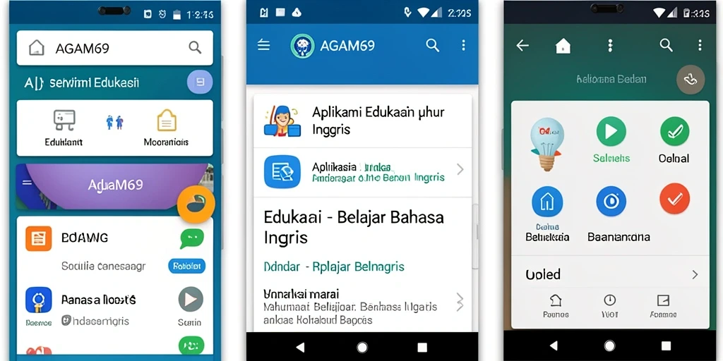 Tampilan antarmuka AGAM69 yang interaktif untuk belajar Bahasa Inggris.