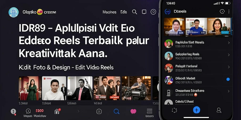 Antarmuka aplikasi IDR89 dengan berbagai fitur Edit Video Reels yang menarik.