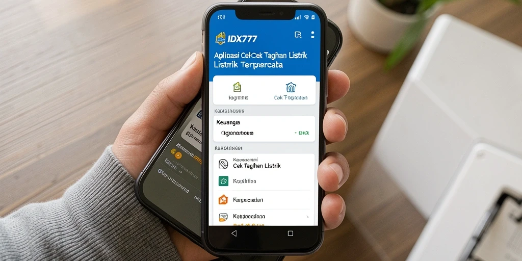 Tampilan antarmuka aplikasi Cek Tagihan Listrik IDX777.