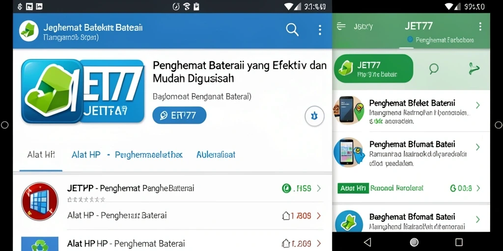 Antarmuka JET77 yang sederhana dan fungsional untuk penghematan baterai.