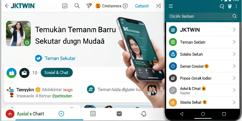 Antarmuka JKTWIN menampilkan fitur Teman Sekitar yang mudah digunakan.