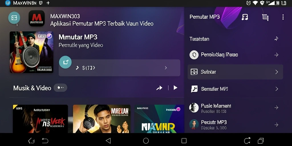 Tampilan antarmuka aplikasi Pemutar MP3 MAXWIN303 yang user-friendly.